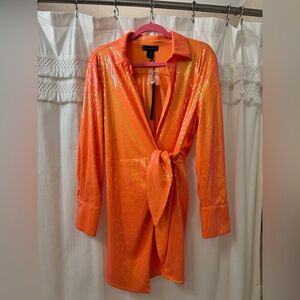 NWT House of Harlow 1960 Orange Sequin Wrap Robe